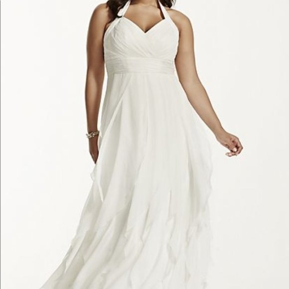 chiffon halter wedding dress